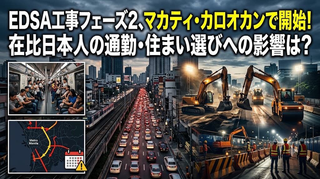 EDSA補修工事フェーズ2がマカティ・カロオカンで開始──在比日本人の通勤と住まい選びへの影響