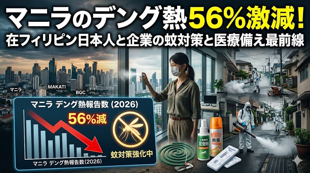 マニラのデング熱2026年56%減──在フィリピン日本人と進出企業の蚊対策と医療備え