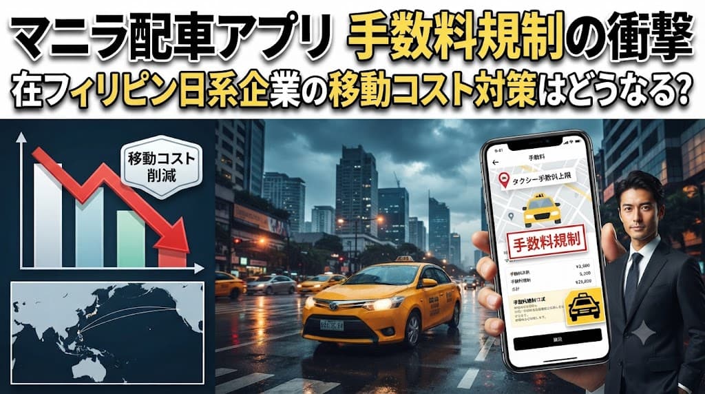 マニラ配車アプリのタクシー手数料上限規制|在フィリピン日本企業の移動コスト対策