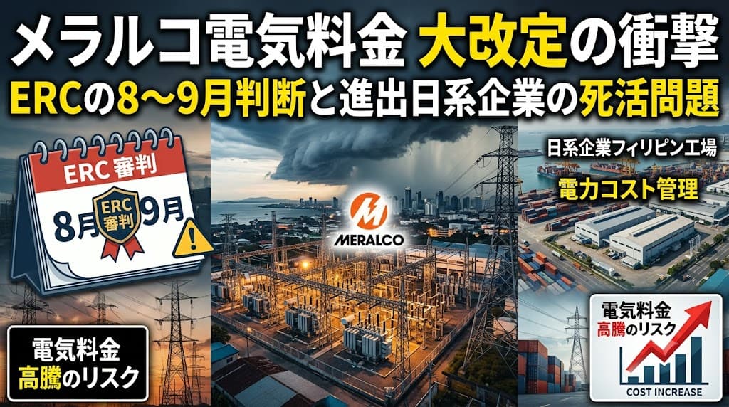 メラルコ電気料金の改定審査 — ERCの8〜9月判断とフィリピン進出日本企業の電力コスト管理