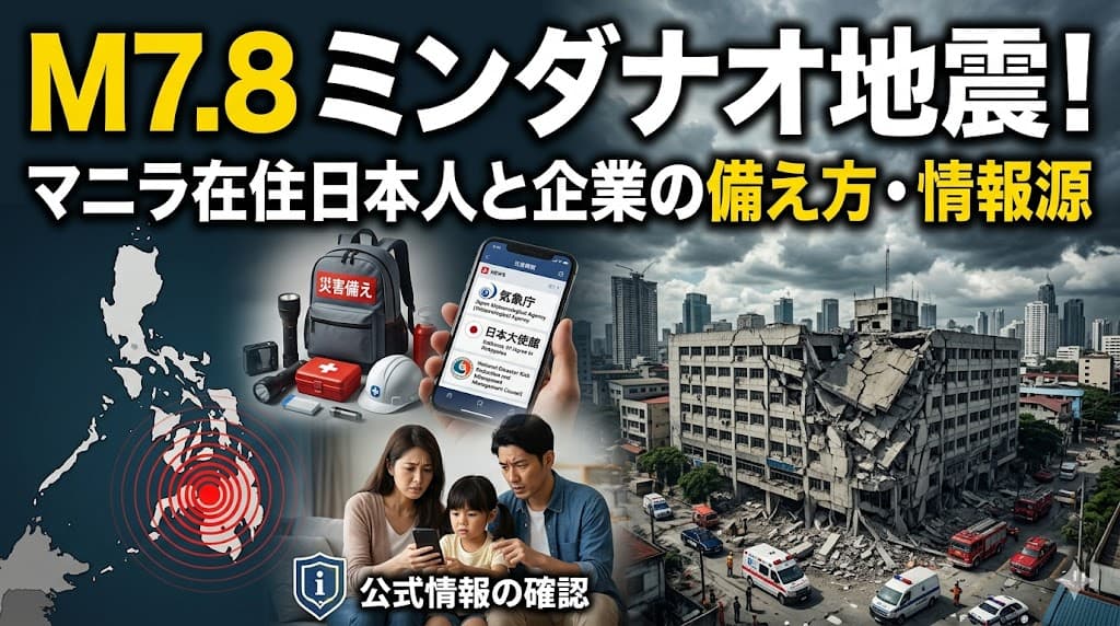 ミンダナオ島M7.8地震で考える、マニラ在住日本人と日本企業の災害備えと公式情報の確認先