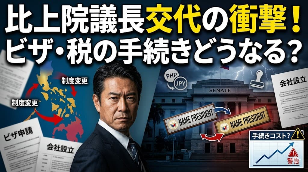 フィリピン上院議長交代を在比日本人が読み解く──ビザ・会社設立・税の手続きと制度変更への備え