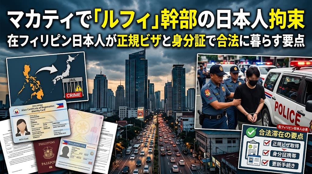 マカティで「ルフィ」幹部の日本人拘束——在フィリピン日本人が正規ビザと身分証で合法に暮らす要点